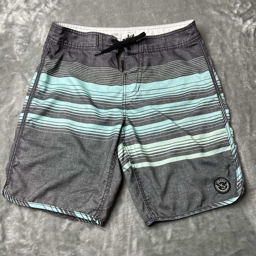 Lost Boardshorts Men Size‎ 32 Blue Grey Drawstring Zip Pocket Summer Beach